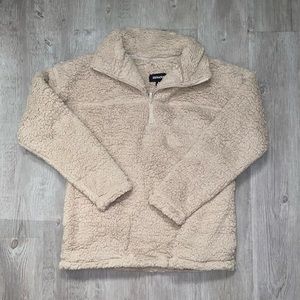 Women's Soft Sherpa Half Zip Pullover With Pockets Size Small